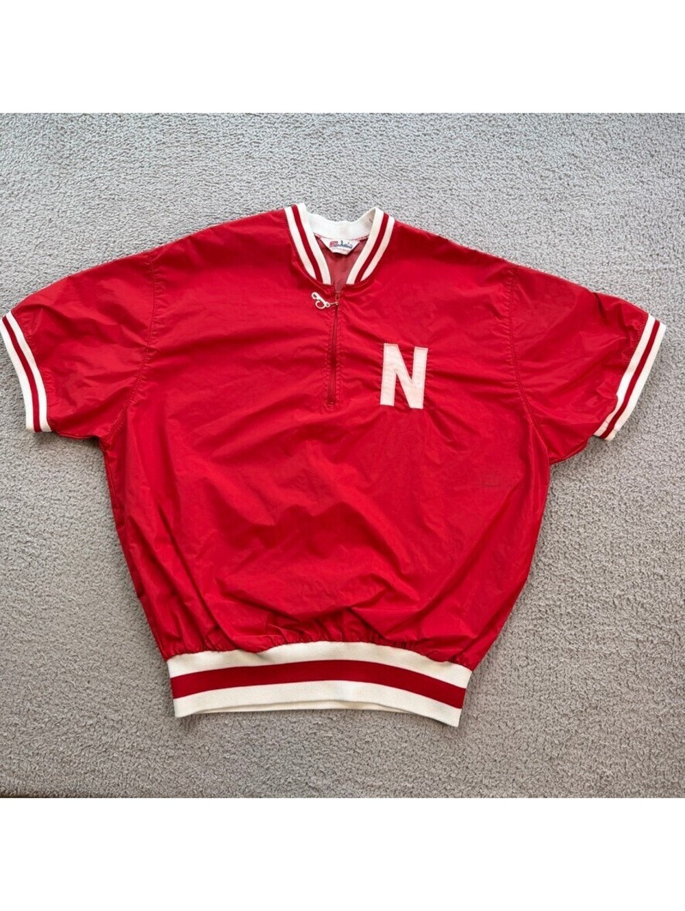Vintage Nebraska Cornhuskers Speedline Red 1/4 Zip Pullover Windbreaker L NCAA